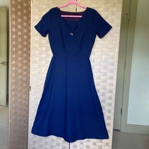 Vintage navy blue 1950s a-line dress